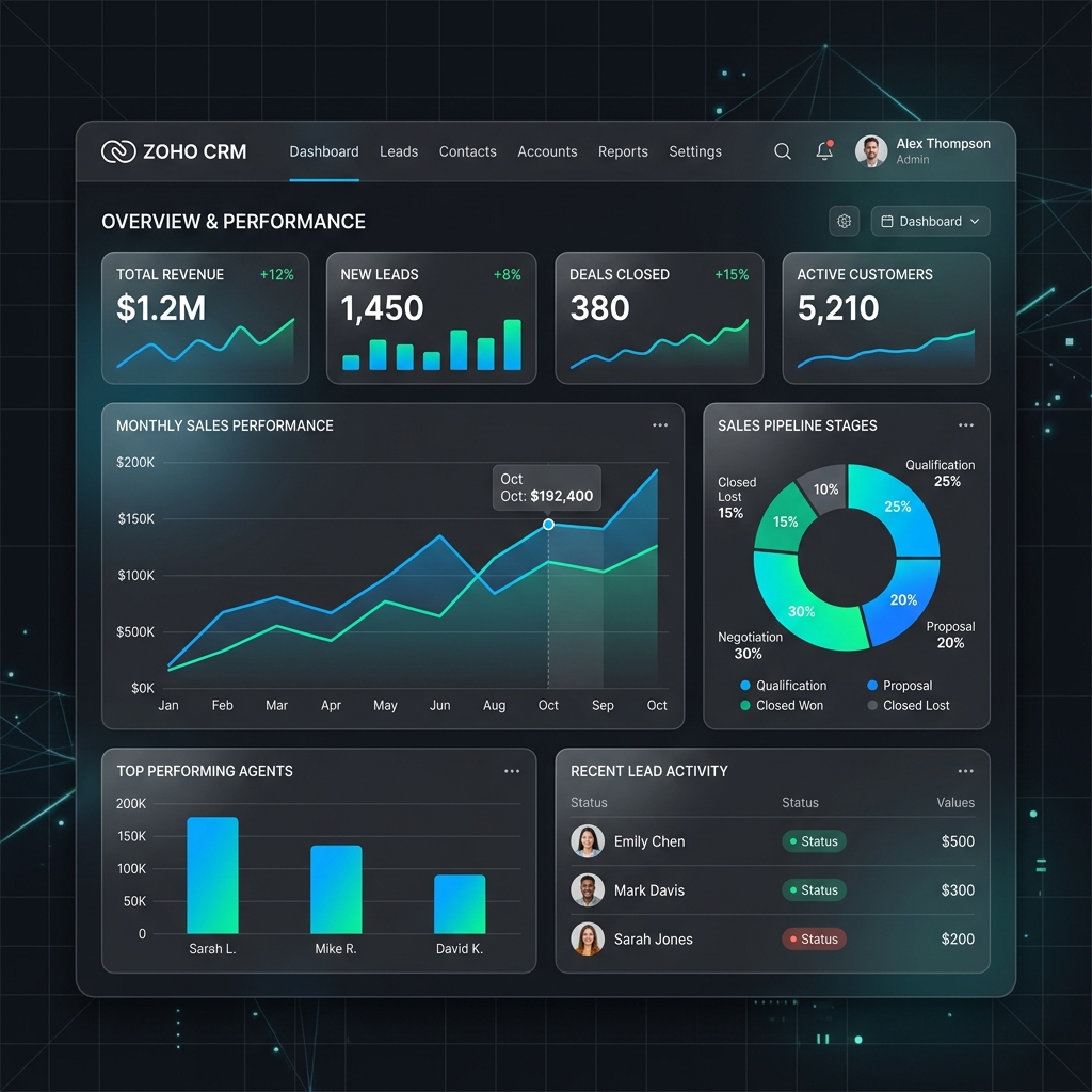 Zoho CRM Dashboard Mockup