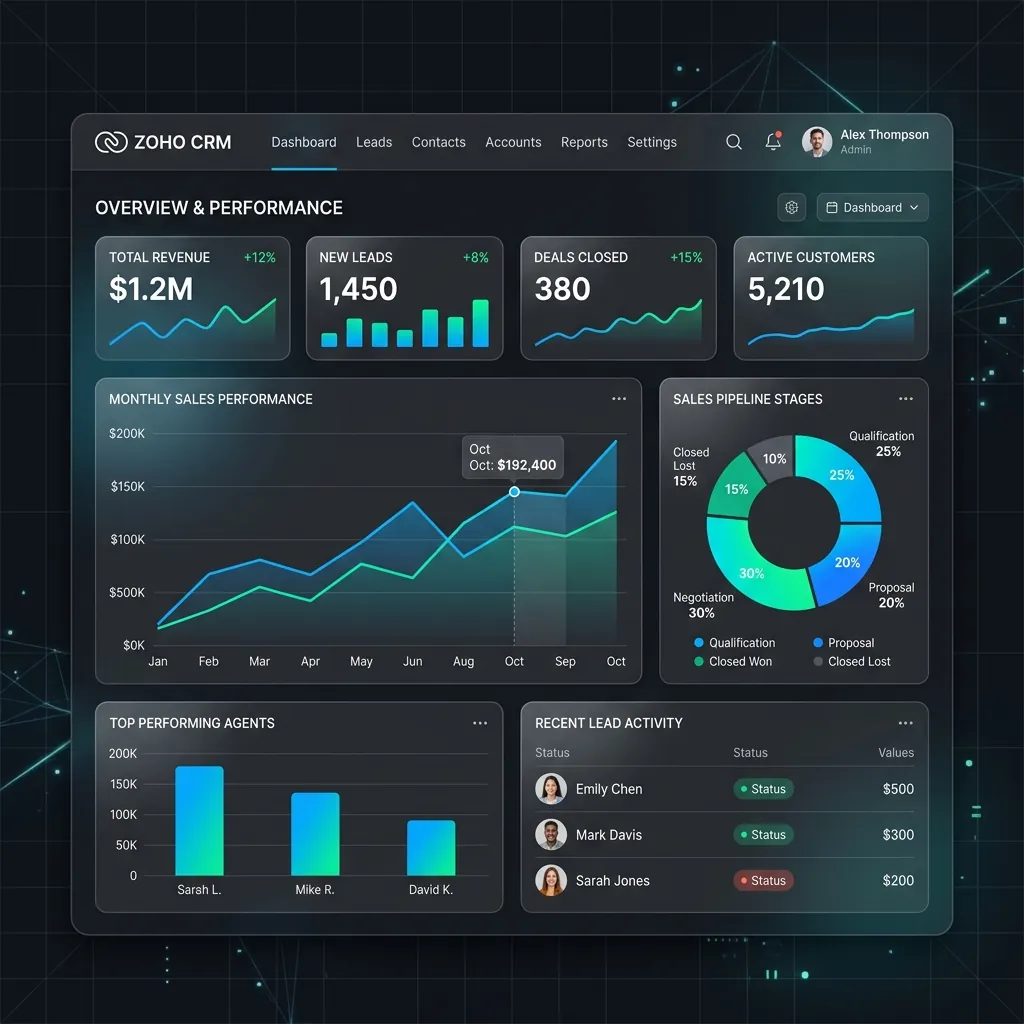 Zoho CRM Dashboard Mockup
