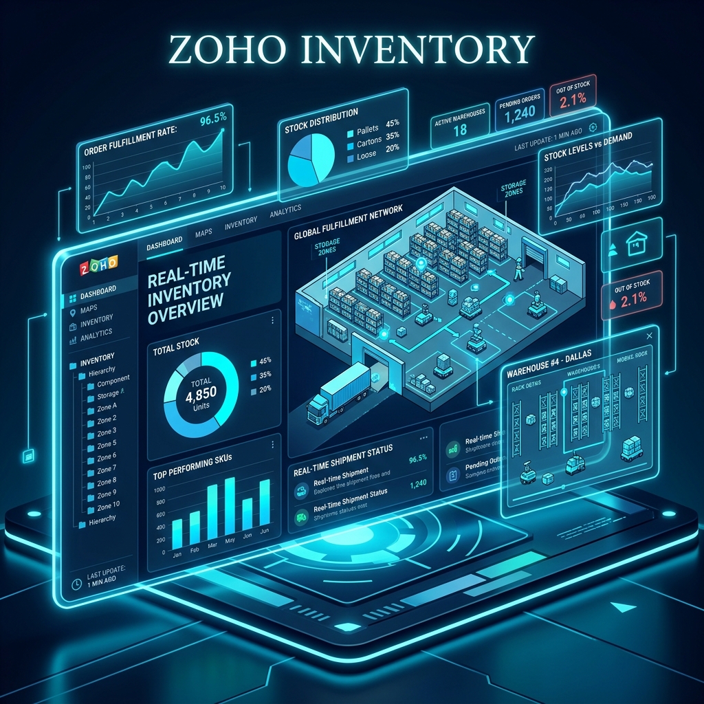 Zoho Inventory Dashboard Mockup
