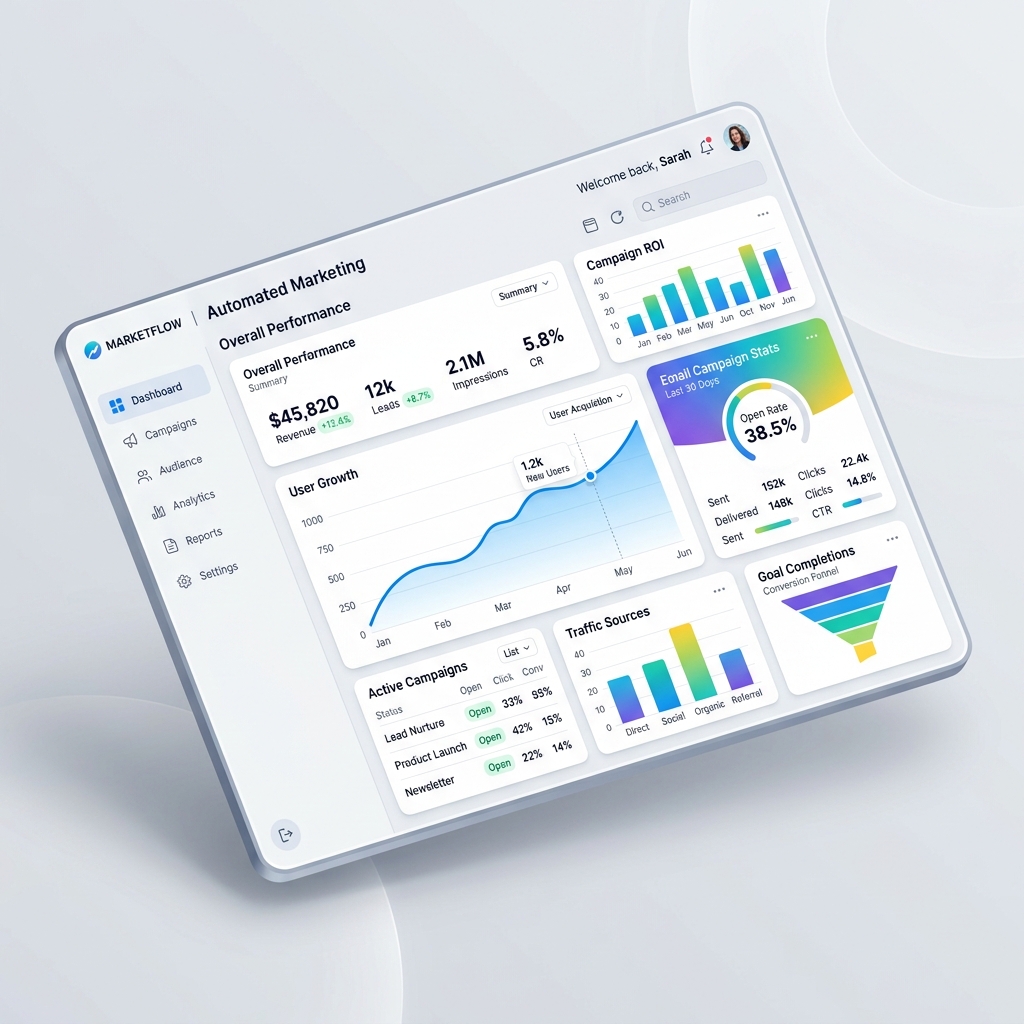Zoho Marketing Automation Dashboard Mockup